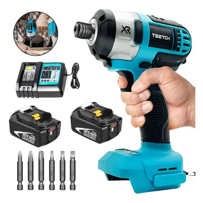 Cordless Impact Driver Brushless+6pcs Screwdriver Drill Bits+2x5.5A Battery+Charger-Compatible w