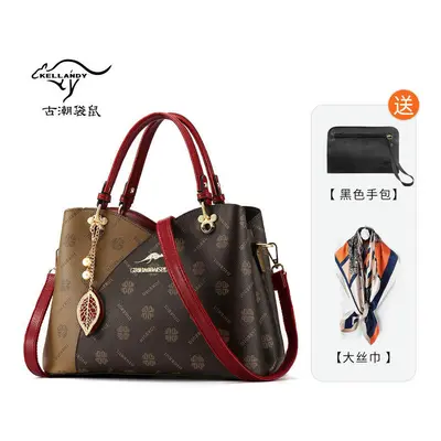 (Wine red (big silk scarf+handbag)) Mother's Day Gift Mother's Bag Middle -Aged Handbody Bags La