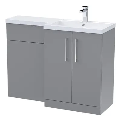 Level Furniture Combination Vanity Basin and WC Unit Right Hand - 1100mm x 390mm - Satin Grey - 