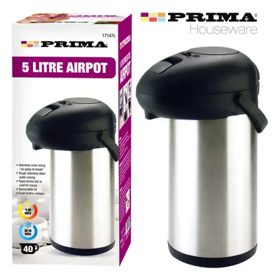 5L Stainless Steel AIRPOT HOT & Cold Drinks Tea Coffee Vacuum Flask UK