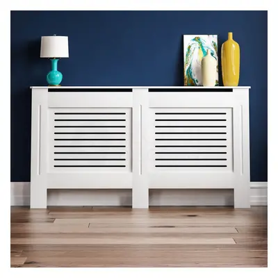 (Extra Large - White) Radiator Cover White Modern Horizontal MDF Wood Grill Cabinet Shelf CLEARA