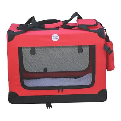 HugglePets Fabric Crate Foldable Pet Carrier - Red, Medium