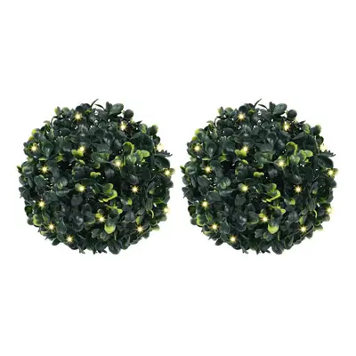 vidaXL Artificial Boxwood Balls with LED Lights pcs Green cm