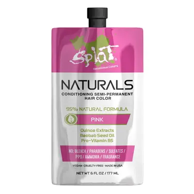 Splat Naturals Semi-Permanent Hair Color Pink fl. oz. 95% Natural Hair Dye Formula Lasts Up to W