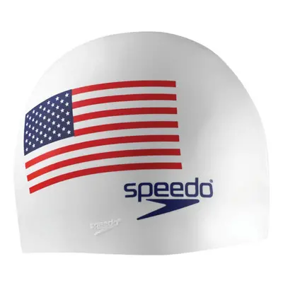 Speedo Unisex-Adult Swim Cap Silicone White Flag