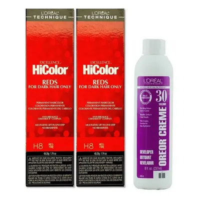 (H8(2)+Dev(Vol.30)8oz) H8 Red Fire L'Oreal Excellence HiColor REDS For Dark Hair Only