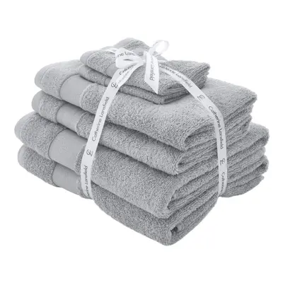 (Silver) Catherine Lansfield Anti-Bacterial 100% Cotton Piece Towel Bale