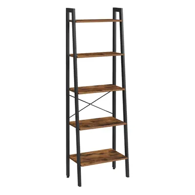 VASAGLE Ladder Shelf, 5-Tier Industrial Bookcase, Storage Unit, with Metal Frame, for Living Roo