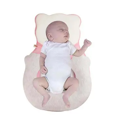 (pink) Baby Infant Newborn Pillow Cushion Prevent Flat Head Sleep Nest Pod Anti Roll