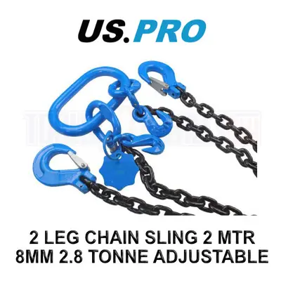 US PRO Tools Leg Chain Sling - Meters 8MM G80 2.8 Tonne - Adjustable