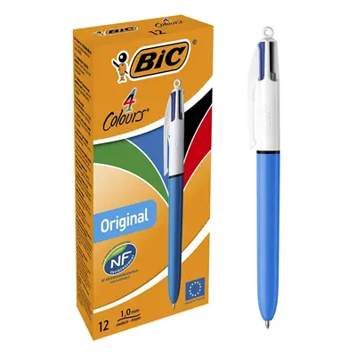 BIC Colours Original Retractable Comfortable Ballpoint Pens - Box of - Medium Point (1.0 mm) - P