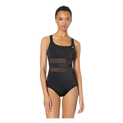 NIKE Swim Women's Standard Mesh Solid Edge V-Back One Piece Swimsuit