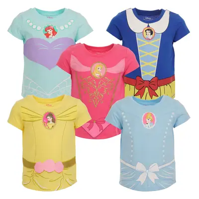 Disney Princess Little Girls Pack Graphic T-Shirts Blue/Pink/Yellow