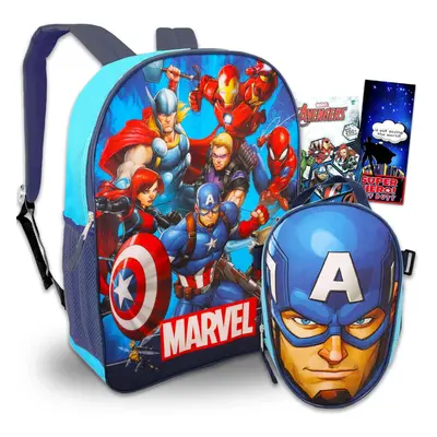 Marvel Avengers School Backpack Set ~ Pc Bundle with 16" Avengers Superhero School Bag, Lunch Bo