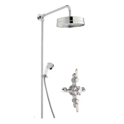 Traditional Triple Exposed Valve & Rigid Riser Shower Set - Chrome/White - Balterley