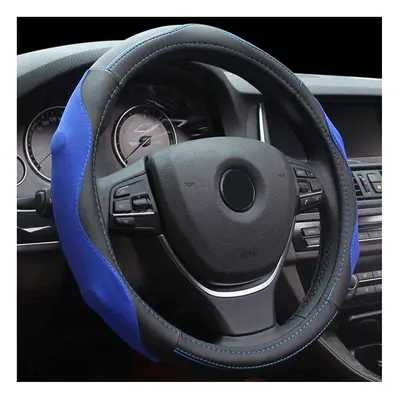 (Blue) 38cm Leather Car Auto Steel Ring Wheel Glove Cover Multicolor