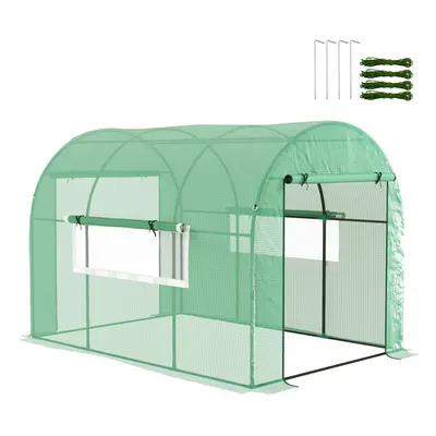 Outsunny x x 2m Polytunnel Greenhouse with Doors and Mesh Windows