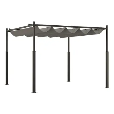 Outsunny x 3(m) Pergola with Retractable Roof, 80mm Metal Column, Grey