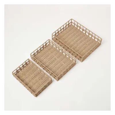 Set of Natural Woven Rectangle Storage Trays