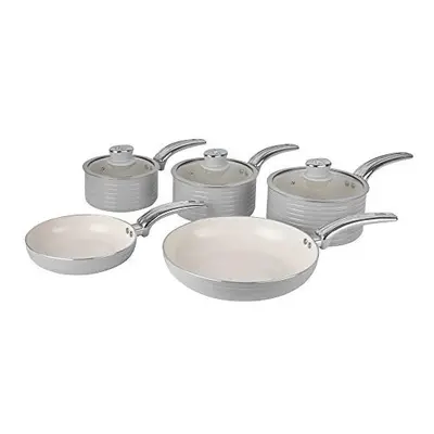 Swan Retro SWPS5020GRN Piece Aluminium Pan Set With Glass Lid, Non Stick Ceramic Coating, Grey