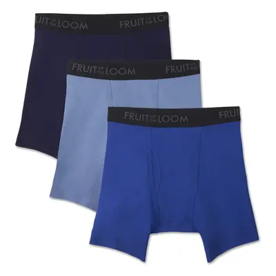 Fruit of the Loom Mens Breathable Underwear Boxer Briefs Regular Leg - Cotton Mesh - Blue - Pack