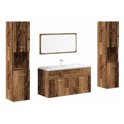 (old wood) vidaXL Bathroom Furniture Set Chipboard Wall Mirror Multi Sizes Multi Colors