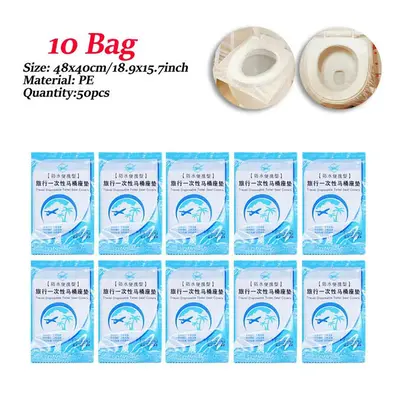 (10 bag 50pcs) 50-500pcs Disposable Toilet Seat Cover Portable Safety Toilet Seat Pad Waterproof