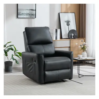 (Black) MADRID MANUAL AIR LEATHER RECLINER CHAIR