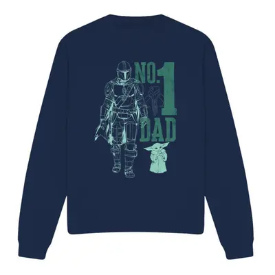 (L, Navy) Star Wars: The Mandalorian Unisex Adult No. Dad Mando Sweatshirt