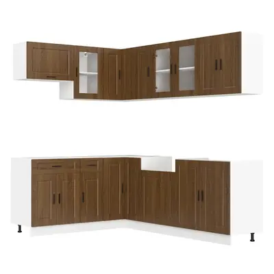 (brown oak) vidaXL Piece Kitchen Cabinet Set Porto Brown Oak Engineered Wood