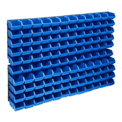 vidaXL Storage Bin Kit with Wall Panels Piece Blue and Black Tool Boxes