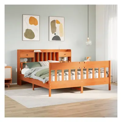 vidaXL Bed Frame without Mattress Bed Wax Brown 200x200 cm Solid Wood Pine