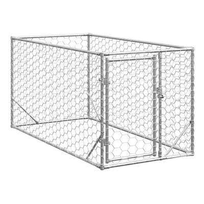 (2 x x m) vidaXL Outdoor Dog Kennel with Door 2x1x1 m Galvanised Steel outdoor dog cage