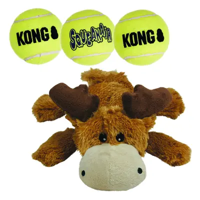 KONG Cozie Marvin The Moose and SqueakAir Balls - Fun Interactive Dog Toys - Balls for Fetch & S