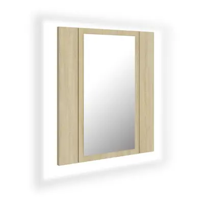 vidaXL LED Bathroom Mirror Cabinet Sonoma Oak 40x12x45 cm Acrylic Wall Mirror