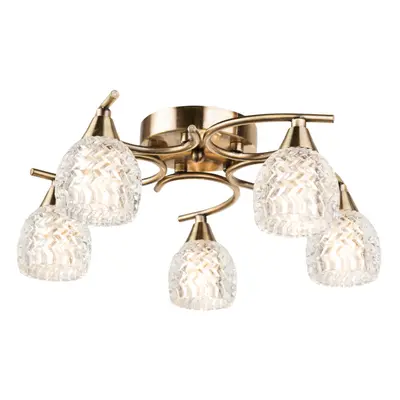 Hendon Swirl Antique Brass Flush Ceiling Light Ceiling Light