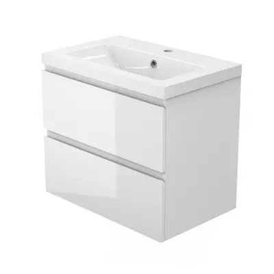 600mm Bathroom Vanity Units Gloss White with Resin Basin