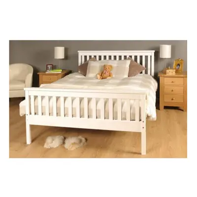 (5ft Kingsize, White) Talsi Wooden Bed Frame with Stella Mattress