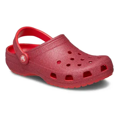 (Red, (Adults')) Crocs Classic Glitter Thermoplastic Cherry Red Clogs