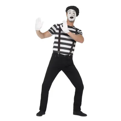 Smiffy's Men's Gentleman Mime Artist Costume, Top, Beret, Gloves, Braces And - - costume mime ar