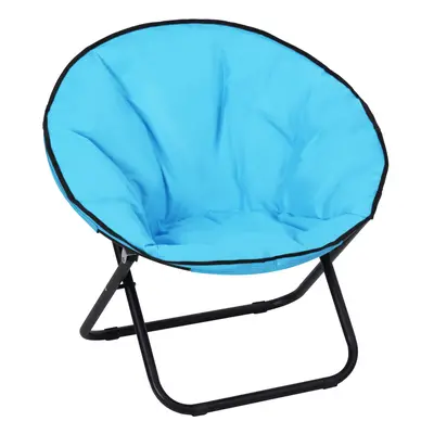 Outsunny Folding Saucer Moon Chair Oversized Padded Seat Round Oxford Blue