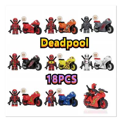 18Pcs Deadpool Motorcycle Building Blocks Toy Fit Lego