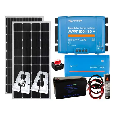 300w Solar Panel Kit MPPT Controller Lithium Inverter, Mounting Brackets,100Ah Lithium Battery,1