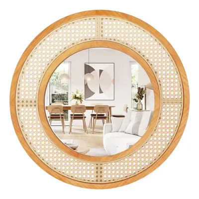 Rattan Round Wall Mirror cm Wooden Framed Mirror