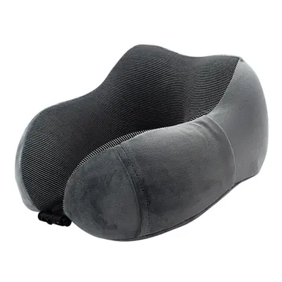 (Grey) U Shaped Memory Foam Neck Soft Travel Pillow Solid Relieve Pressure