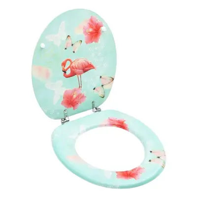 vidaXL WC Toilet Seat with Lid MDF Flamingo Design