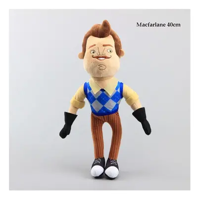 (Macfarlane 40cm) Hello Neighbor Flashlight Butcher Neighbor Plush Figure Toy Stuffed Doll