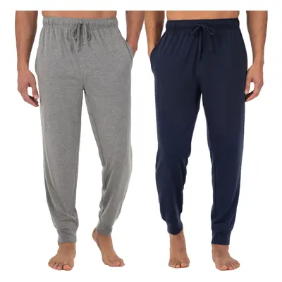 Fruit of the Loom Men's Jersey Knit Jogger Sleep Pant (1 and Packs) Grey Heather/Navy Large Tall