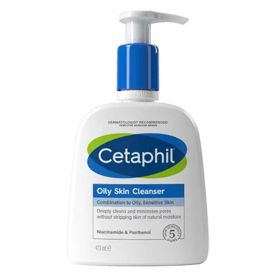 Cetaphil Oily Skin Cleanser, 473ml, Face Wash, For Combination to Oily Sensitive Skin, With Niac