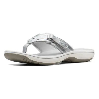 Clarks Women's Breeze Sea Flip-Flop New Silver Synthetic